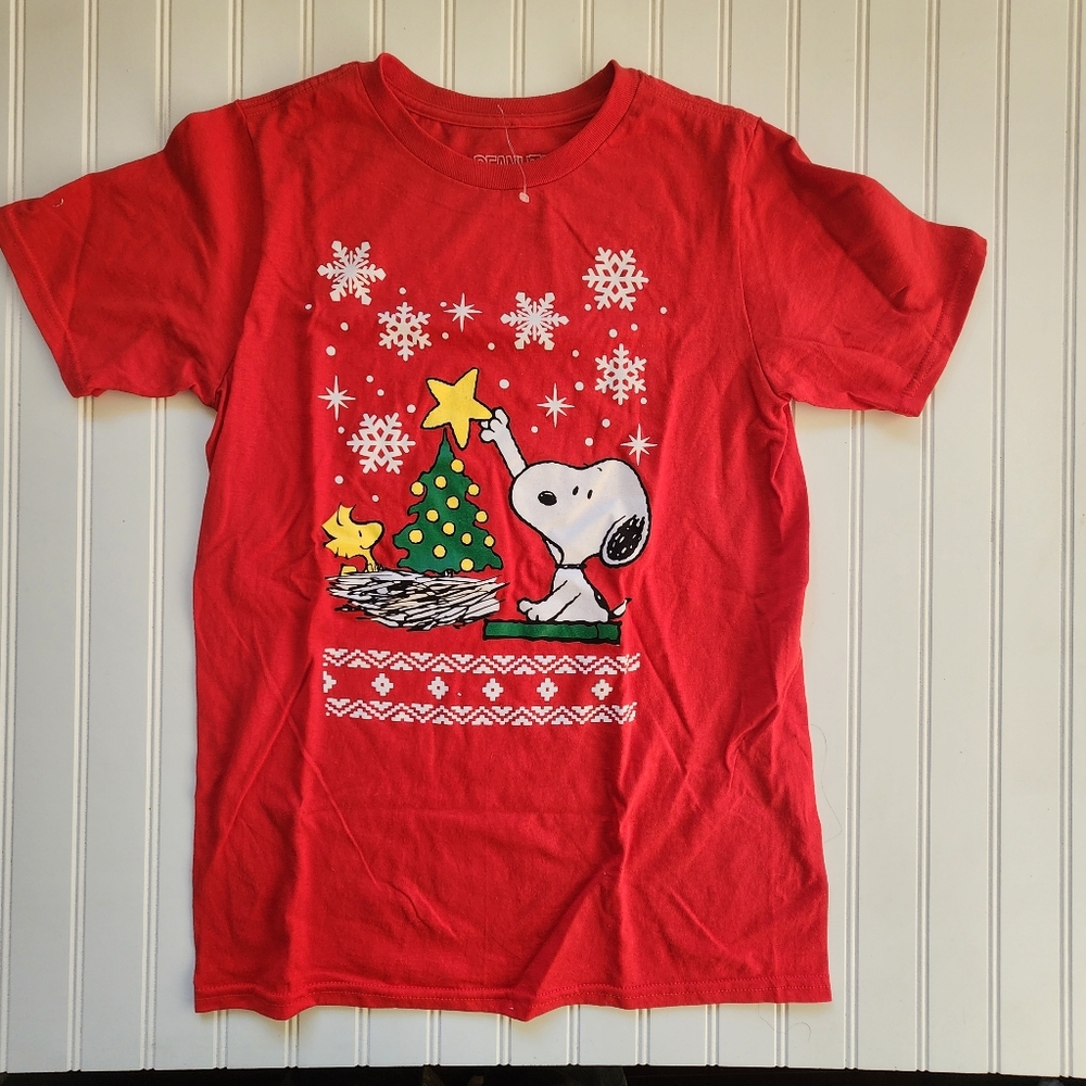 Peanuts Snoopy 🎄 Christmas Red Short Sleeve T-shirt Youth XL